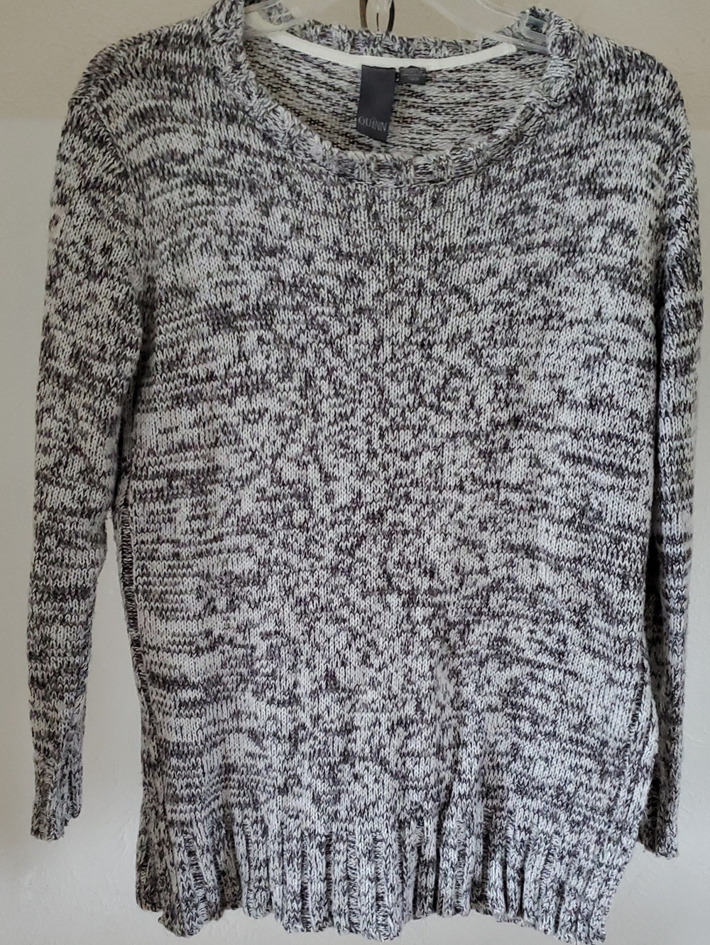Quinn Grey and White Marled Crewneck Sweater